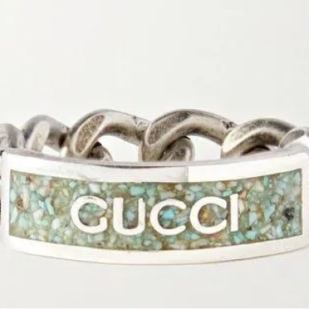 Gucci Silver Ring with Turquoise Detail 925